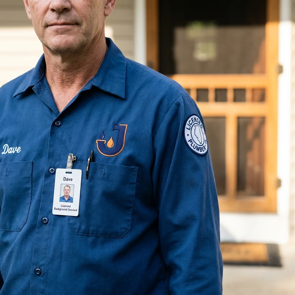 Licensed plumber showing ID badge in Waterville, NY