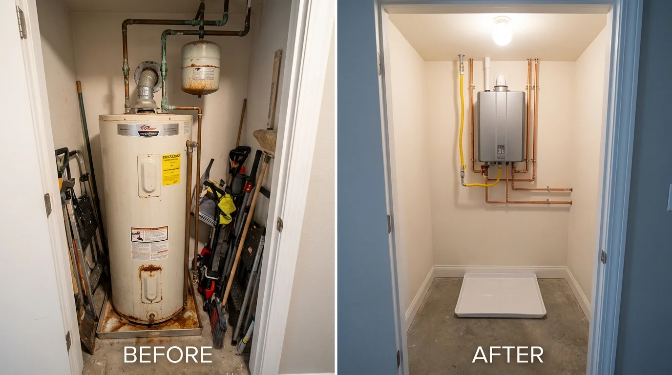 Tank water heater versus wall-mounted tankless unit comparison for Waterville, NY homeowners